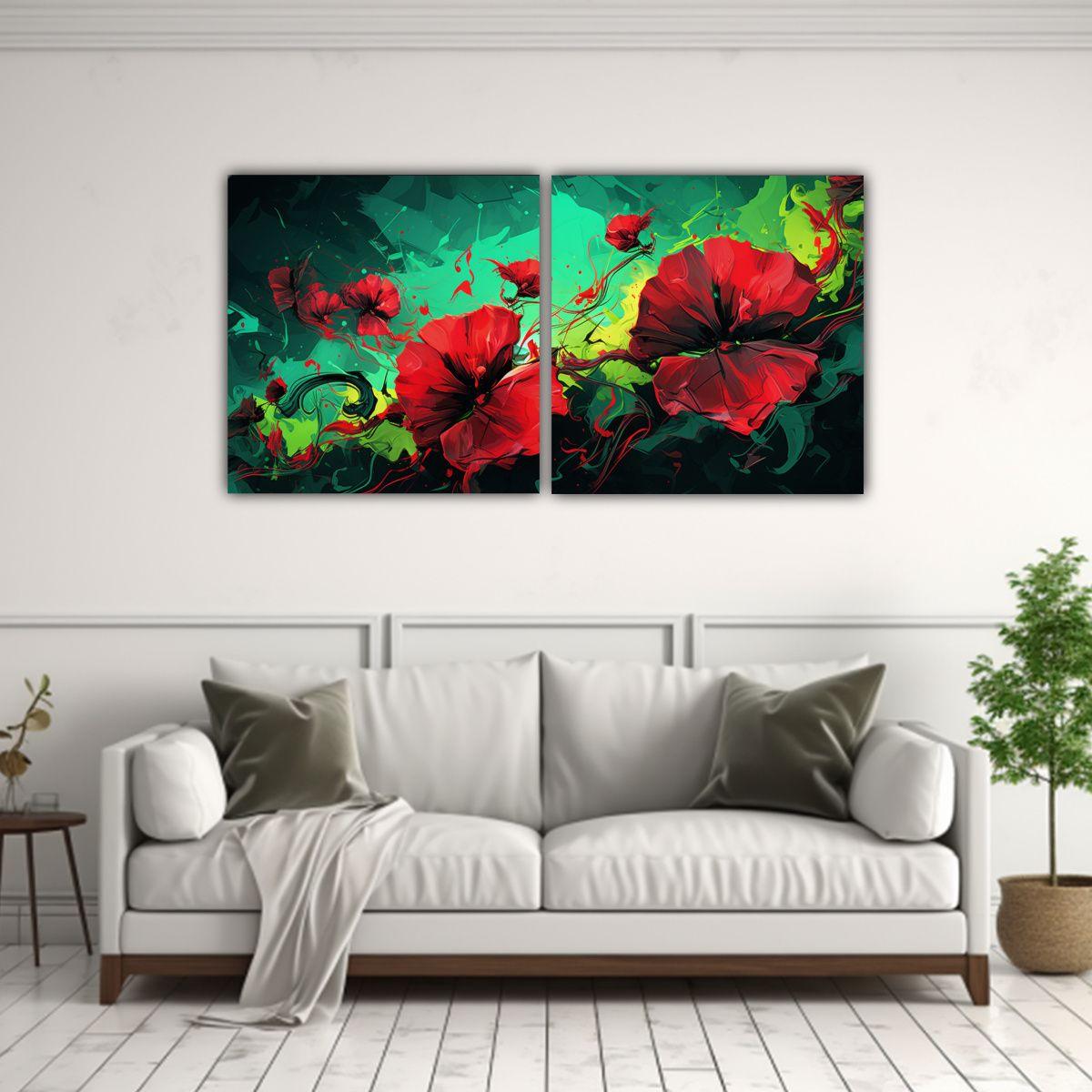 Cuadro Cuadro Formación Colores Green Y Red 120x60 Cm-2