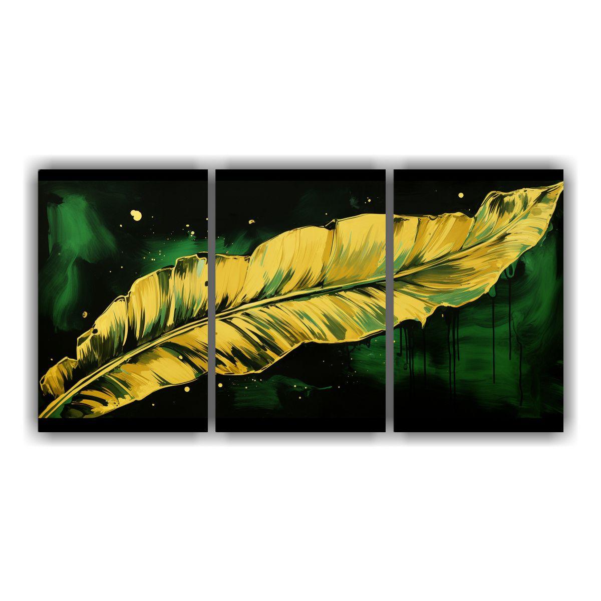 Pintura Decorativa Con Hojas De Plátano En Tonos 120x60 Cm-0