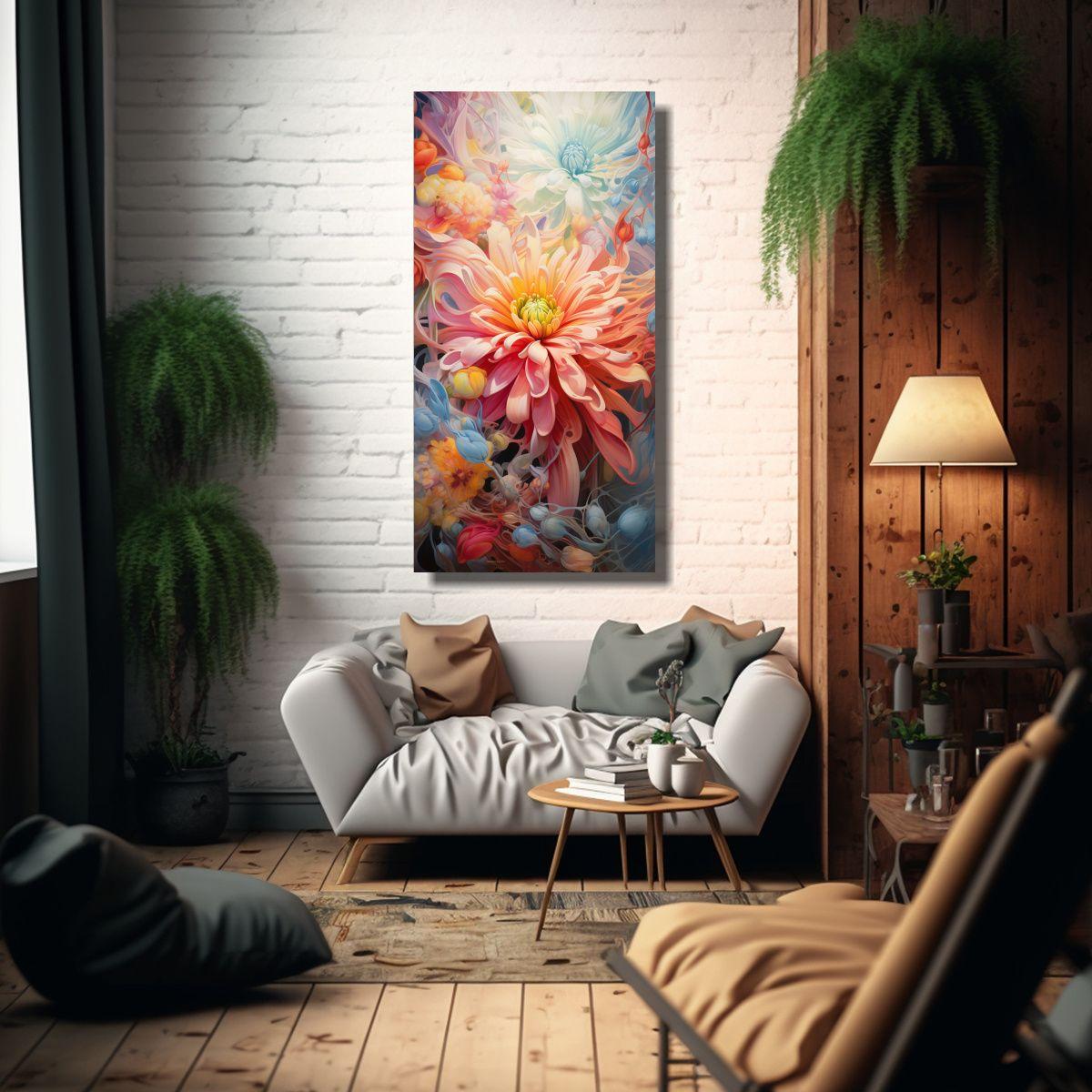 Cuadro Abstracto Flores En Perspectivas 60x120cm-2