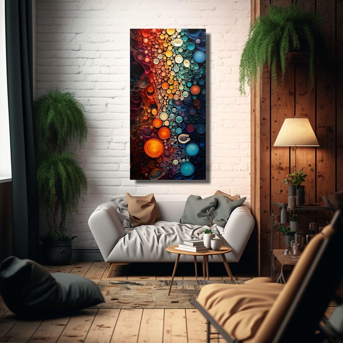 Pintura Abstracta En Lienzo Con Contrastes 70x140cm-2