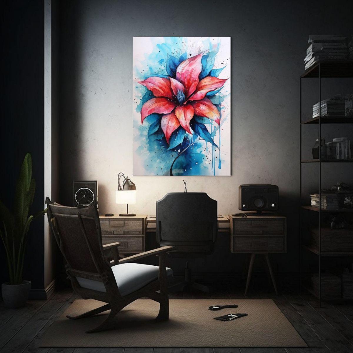 Cuadro Inspiración Flor Acuarela Y Tinta Estilo 20x30cm-2