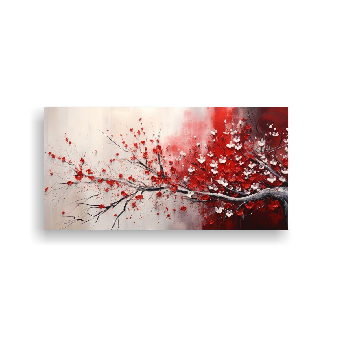 Pintura Moderna En Rojo Y Plata Para Decoración 60x30cm-0