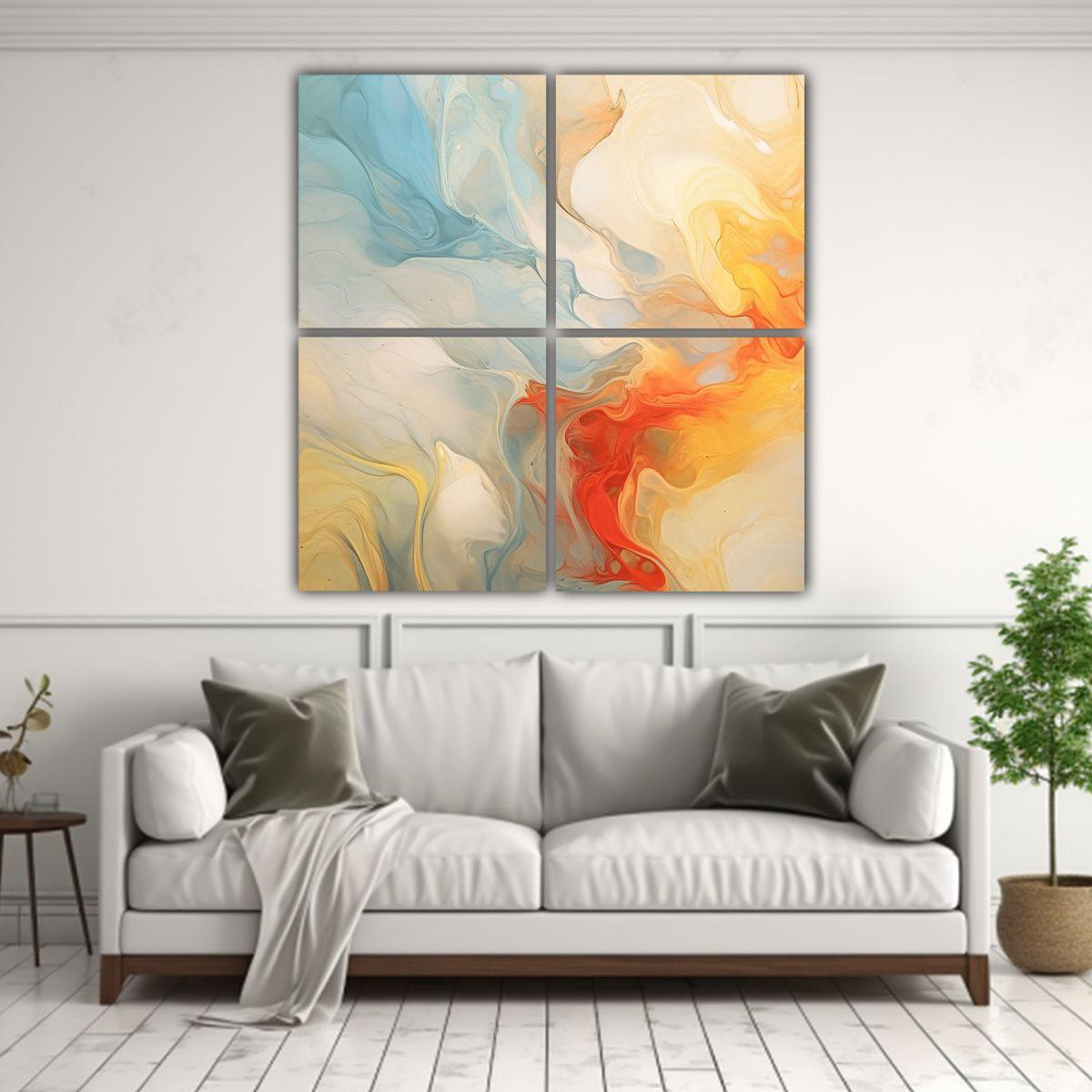 Cuatro Telas En Bastidor Vanguardia Protagonismo 100x100 Cm-2
