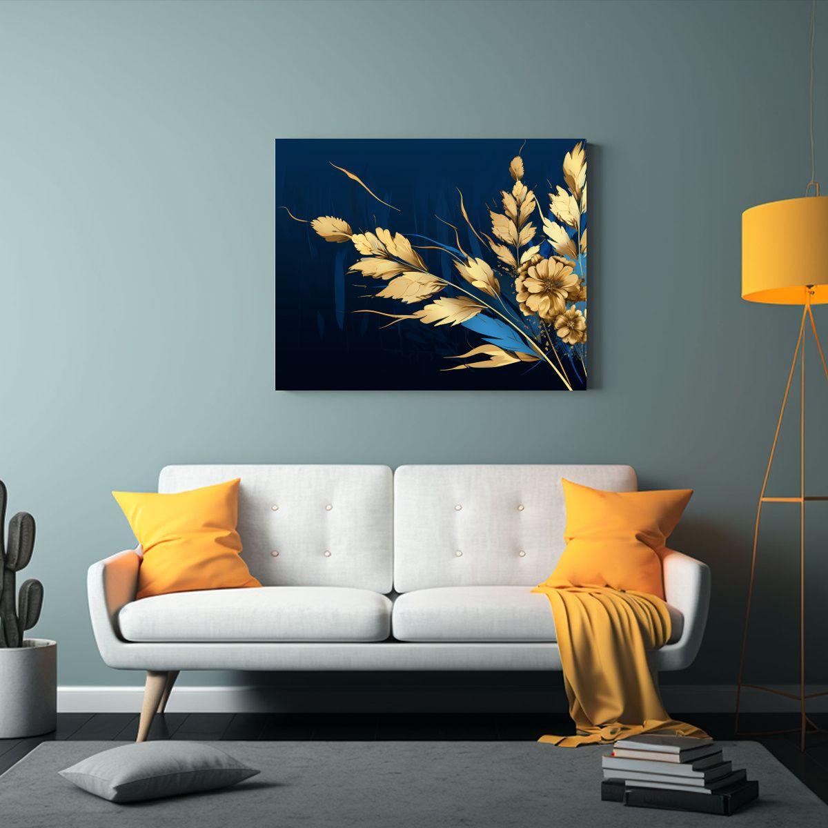 Cuadro Espacio Quinoa En Tonos Oro Y Azul, Atmósfera Neonoi 45x30cm-2