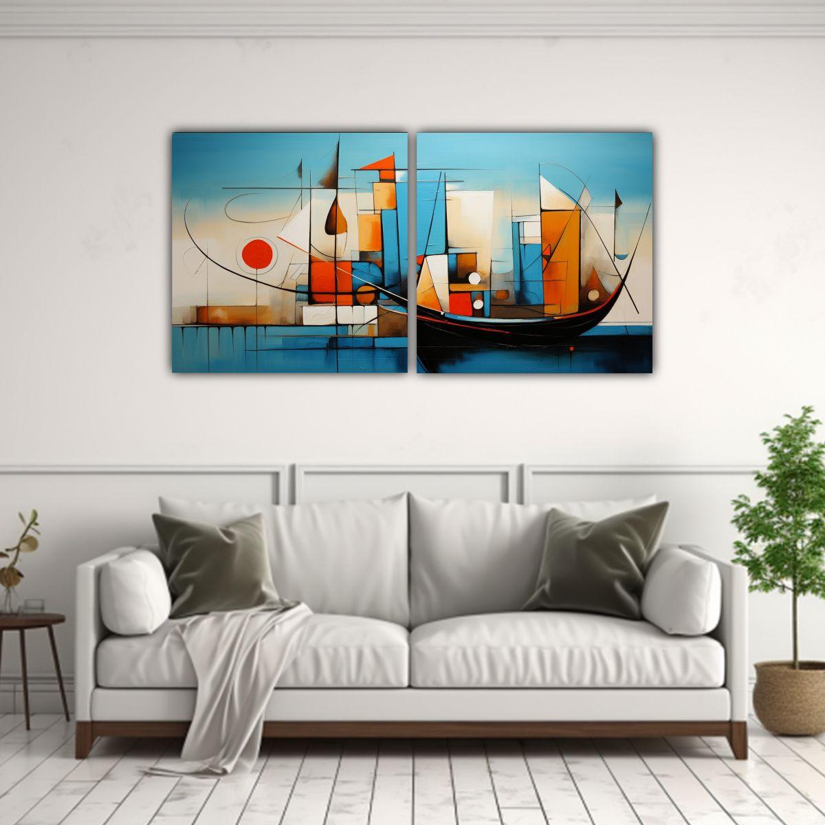 Cuadros De Marinas Abstractas De Belleza Natural 140x70 Cm-2