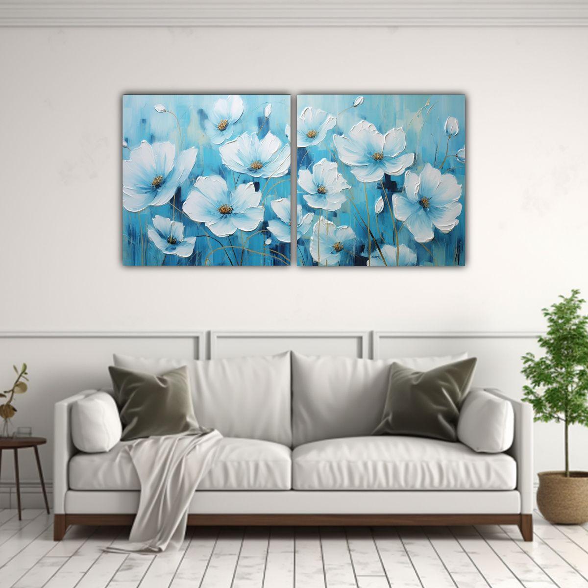 Dos Lienzos De Tela Imagen Refinado A Estilo Cyan 160x80 Cm-2