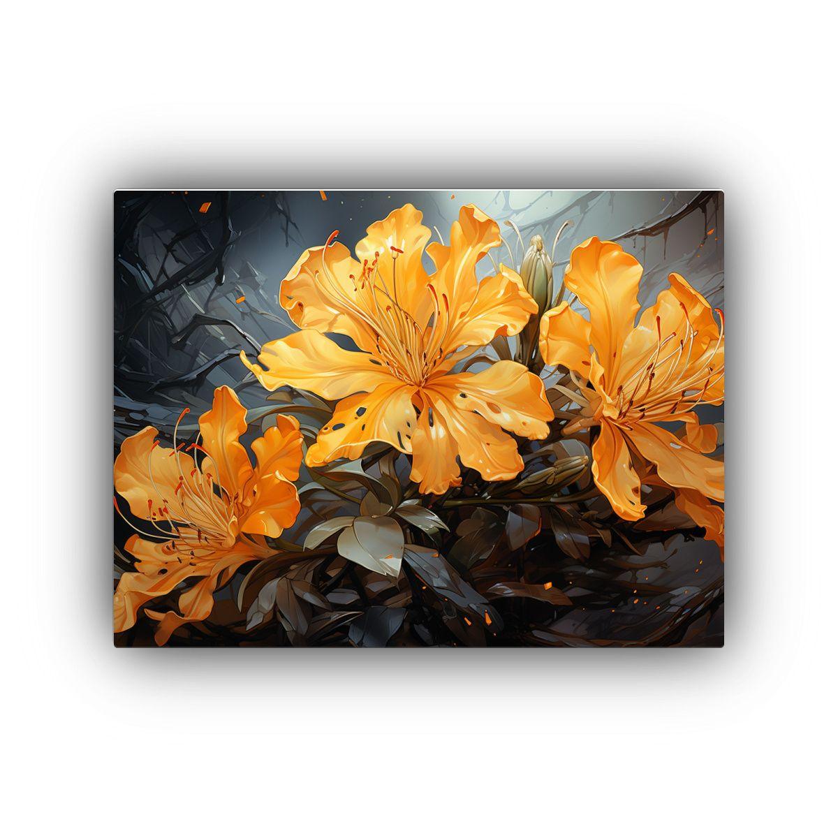 Cuadro Moderno De Rododendros Amarillos En 30x20 Cm-0