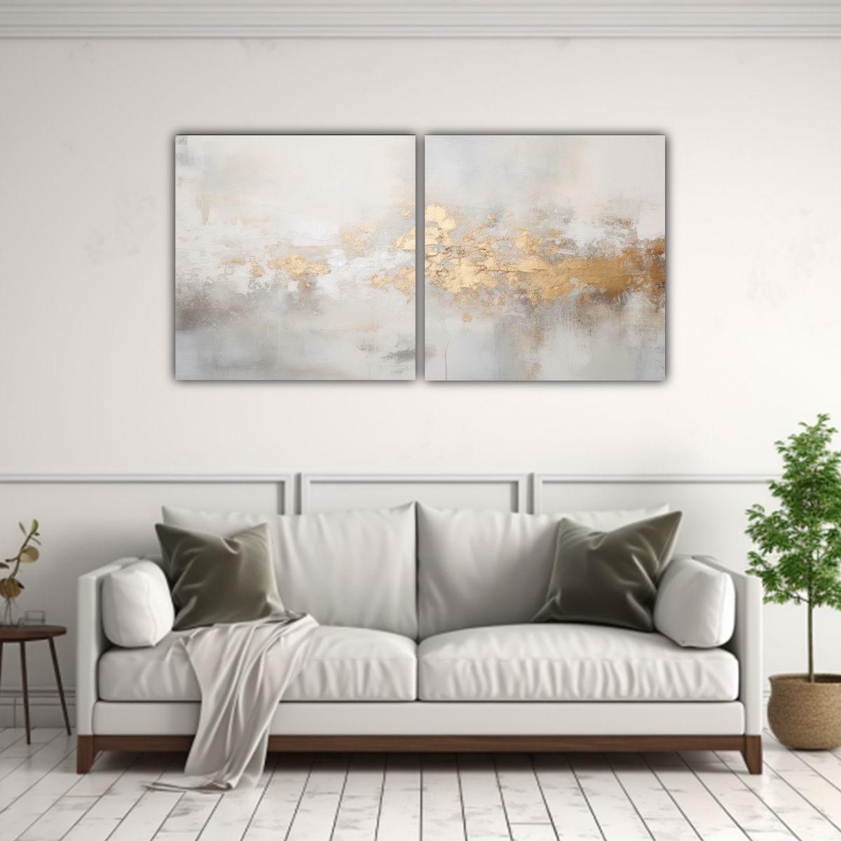 Dos Composiciones Cálidas Abstractas Con Fondo 120x60 Cm-2