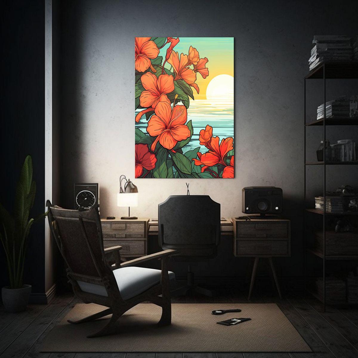 Arte Pared Elegante Cuadro Flores AI Fondo 20x30cm-2