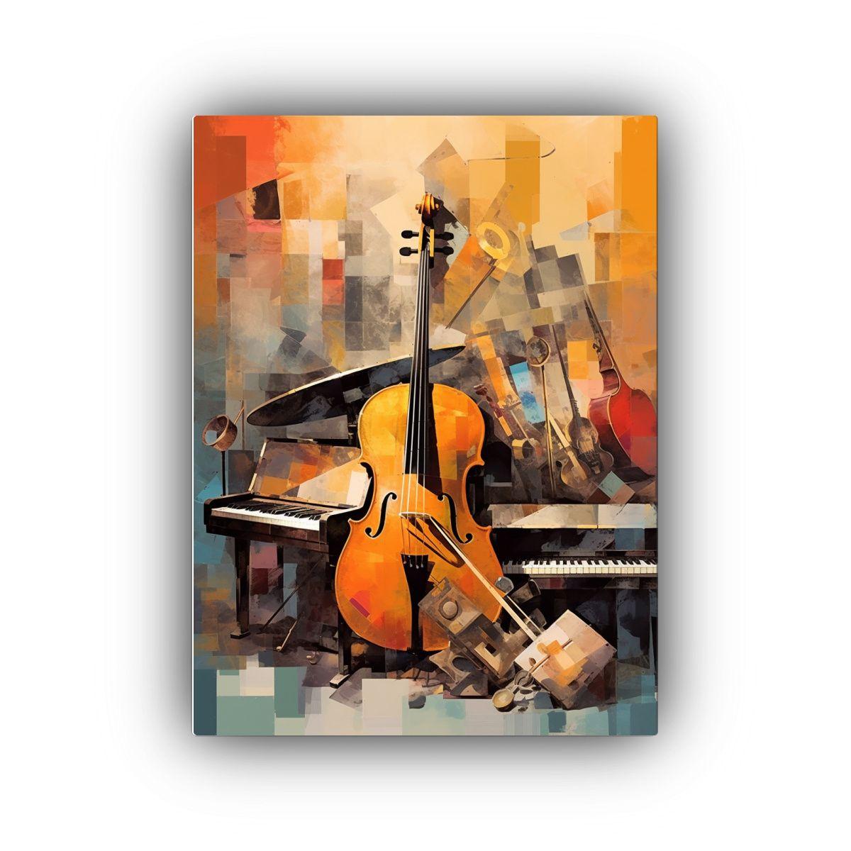 Cuadro De Tela Moderno Con Una Variedad De Instrumentos Musi 40x50cm-0