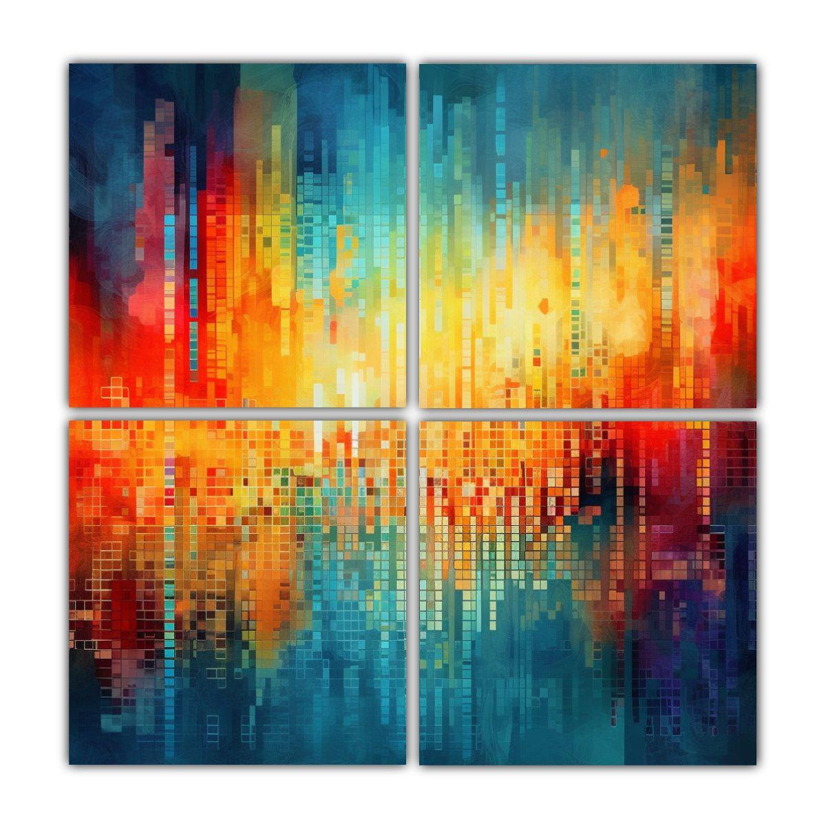 Cuatro Lienzos De Tela Abstractos De Colores 180x180 Cm-0