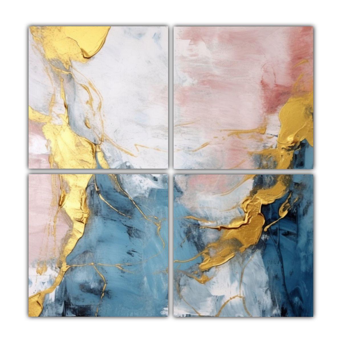 Cuadros Imagen Azul Dorado Minimalismo Pintura 120x120 Cm-0