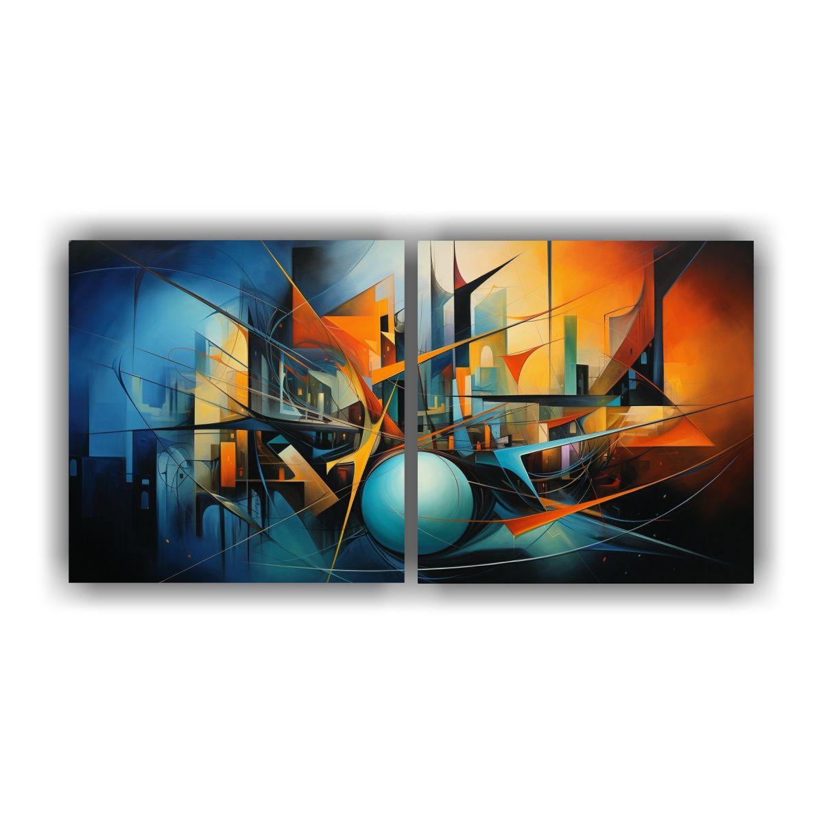 Díptico Abstracto: Lienzos Modernos Y Exuberantes 100x50 Cm-0