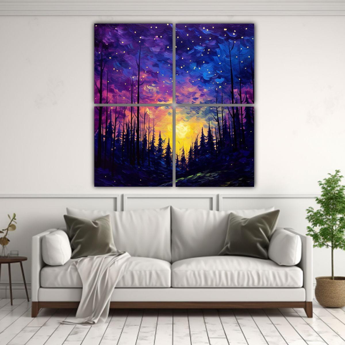 Pintura Conceptual Colorida Cuatro Artes De Pared 120x120 Cm-2