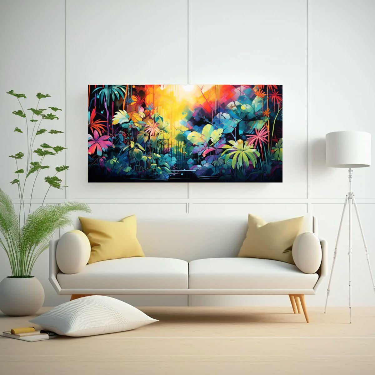 Cuadro Abstracto Con Vibraciones Selváticas 140x70cm-2