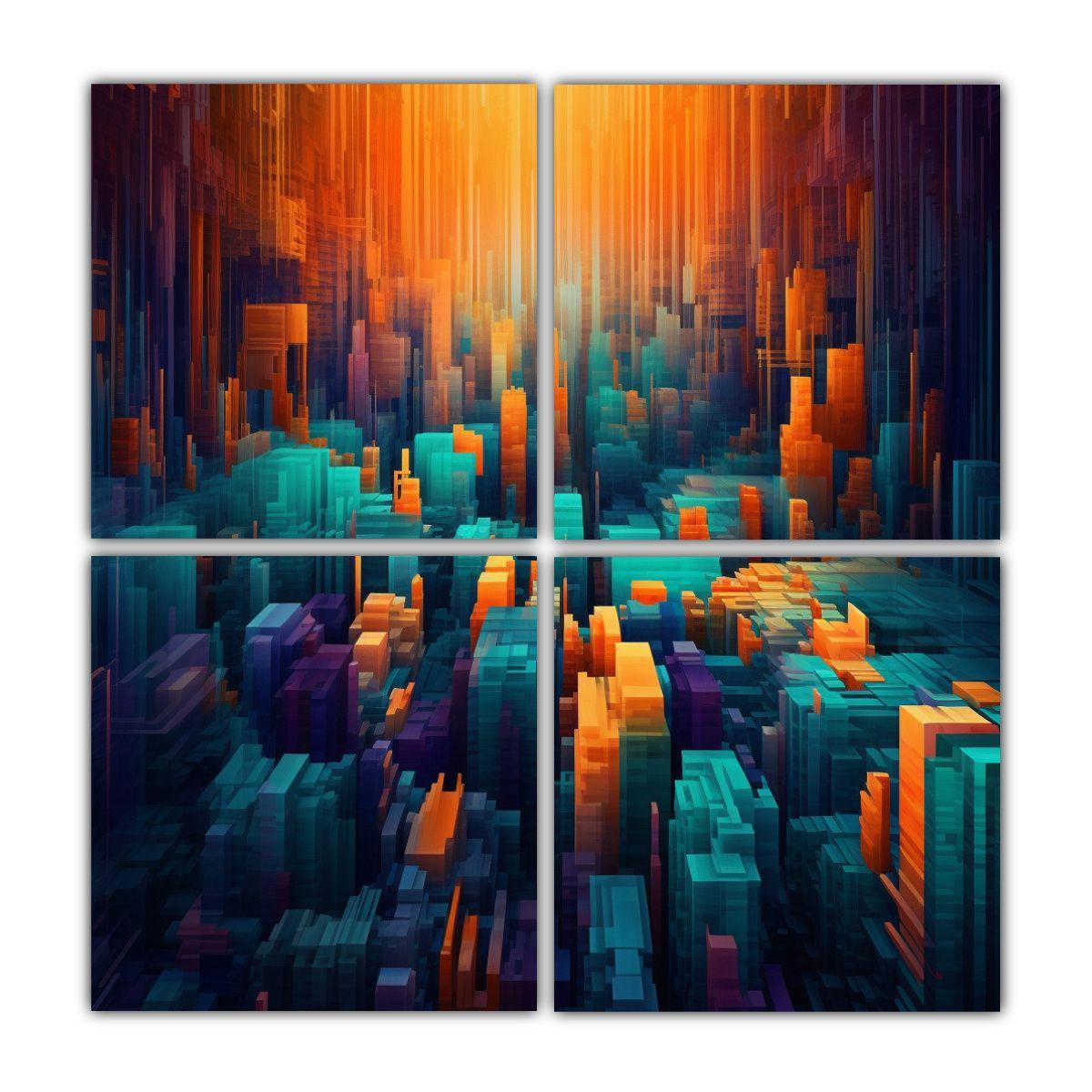 Pinturas Decorativas Glitchcore De Lona Con Forma 140x140 Cm-0