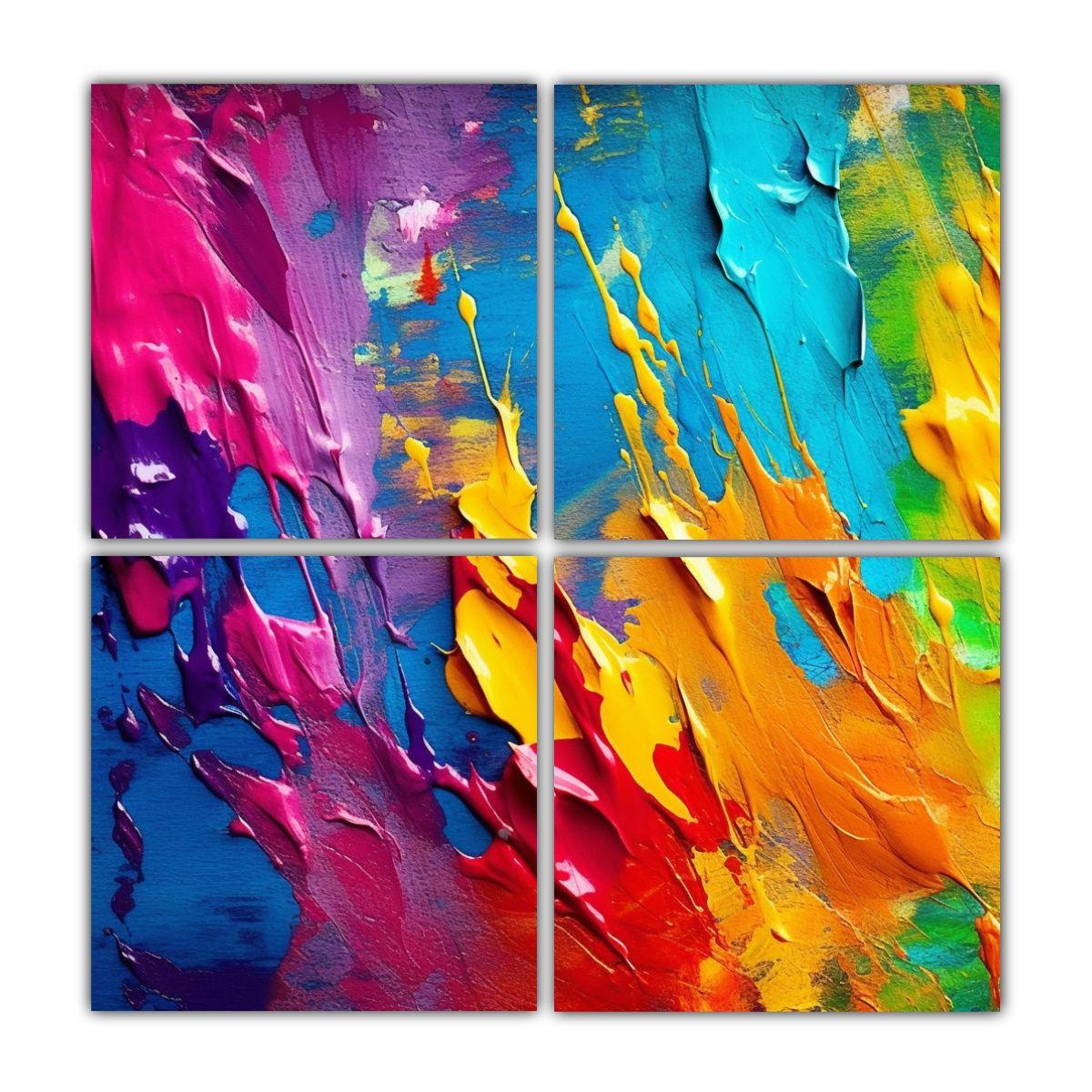 Lienzo Pared Cuadro Clásica Colores Pintura Fondo 140x140 Cm-0