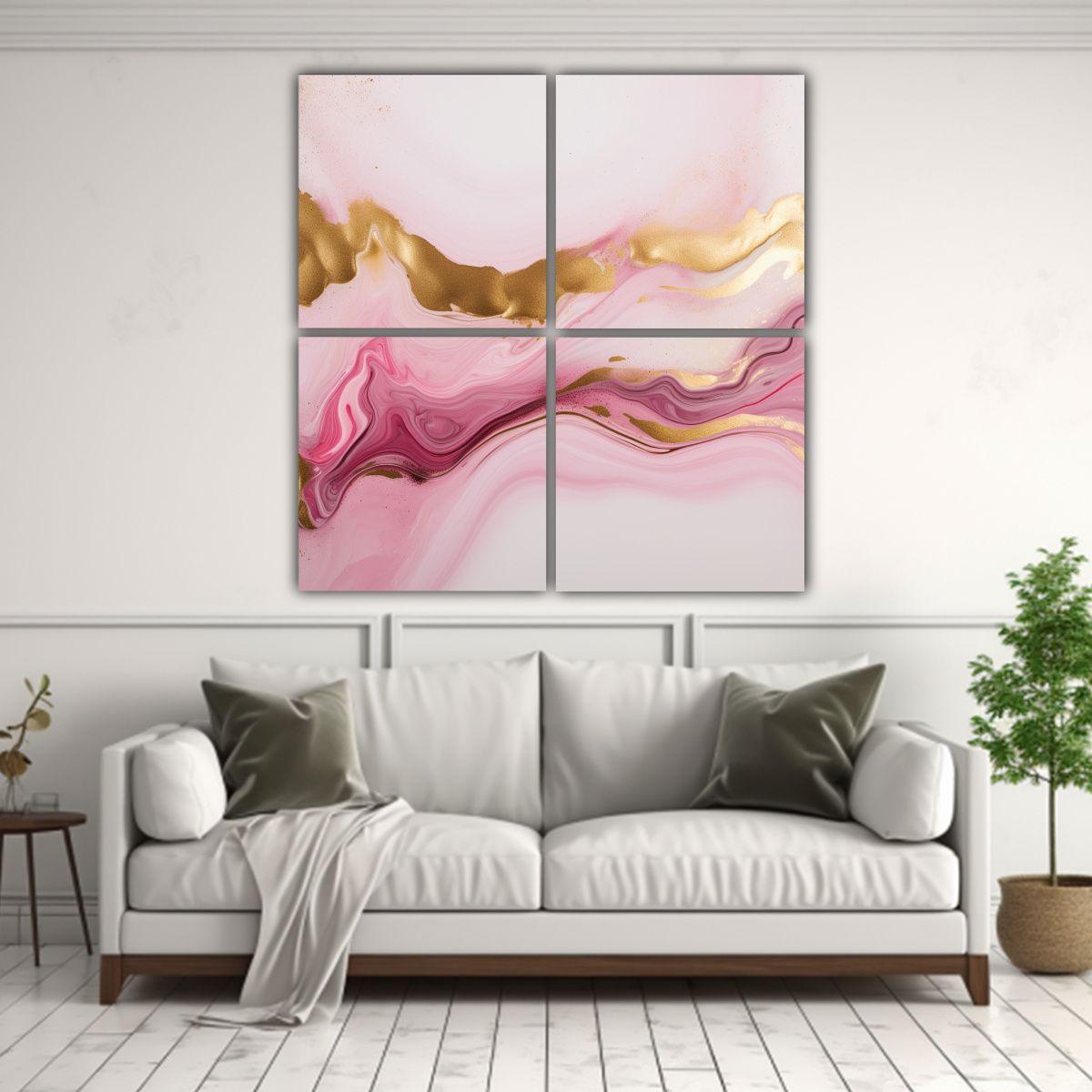 Cuatro Pinturas Decorativas Armonía De Colores 140x140 Cm-2