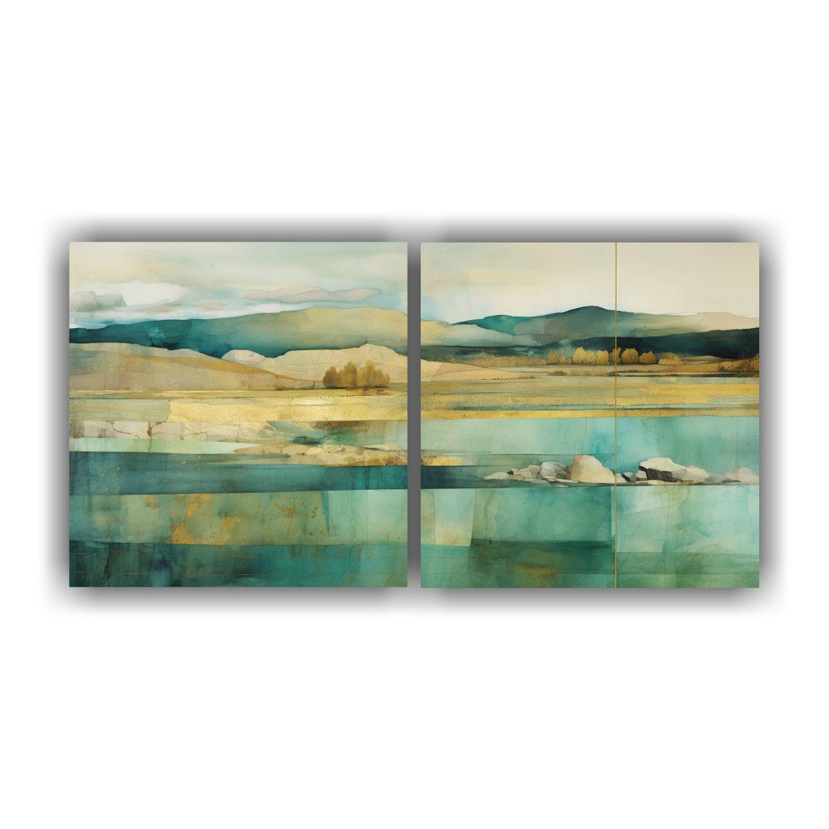 Pintura En Tela Abstracta Estética Con Acuarela 120x60 Cm-0