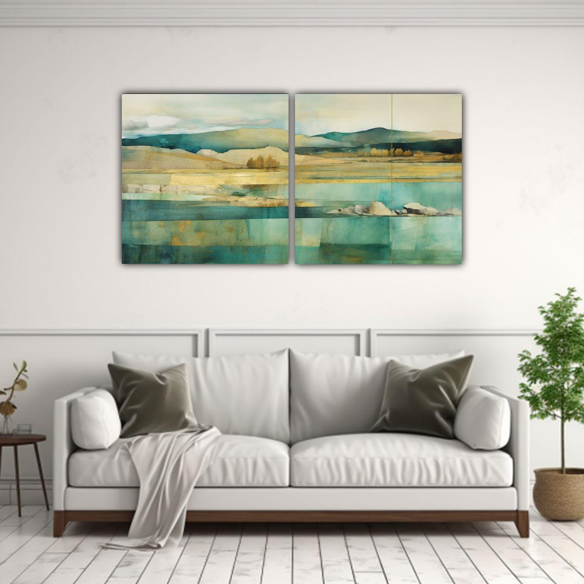 Pintura En Tela Abstracta Estética Con Acuarela 120x60 Cm-2