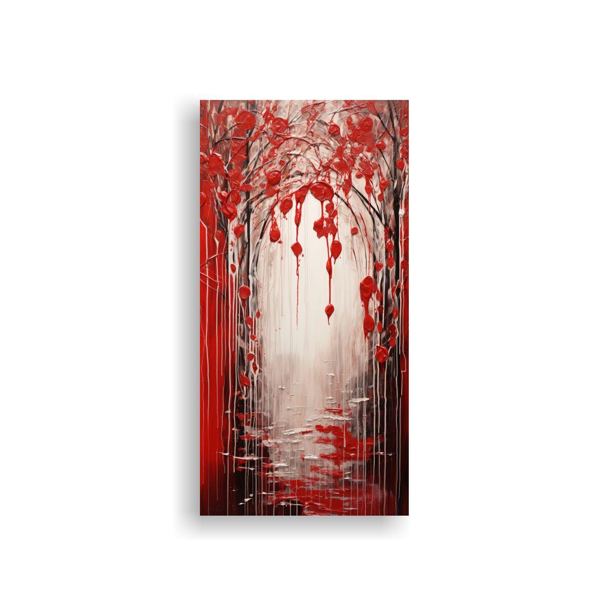 Pintura En Rojo Y Plateado Estilo Arte Decorativo 40x80cm-0