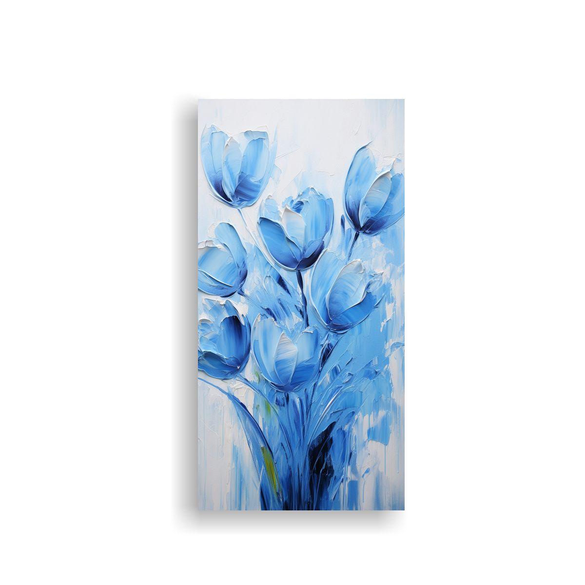 Lienzo De Tela Estrellados En Azul TULIPS, Pintura 40x80cm-0