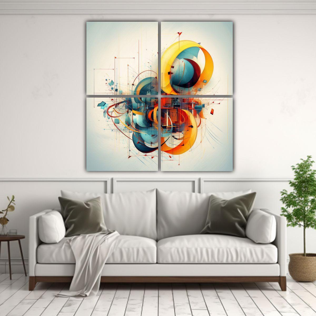 Cuadro De Movimiento Luminoso Abstracto De 200x200 Cm-2