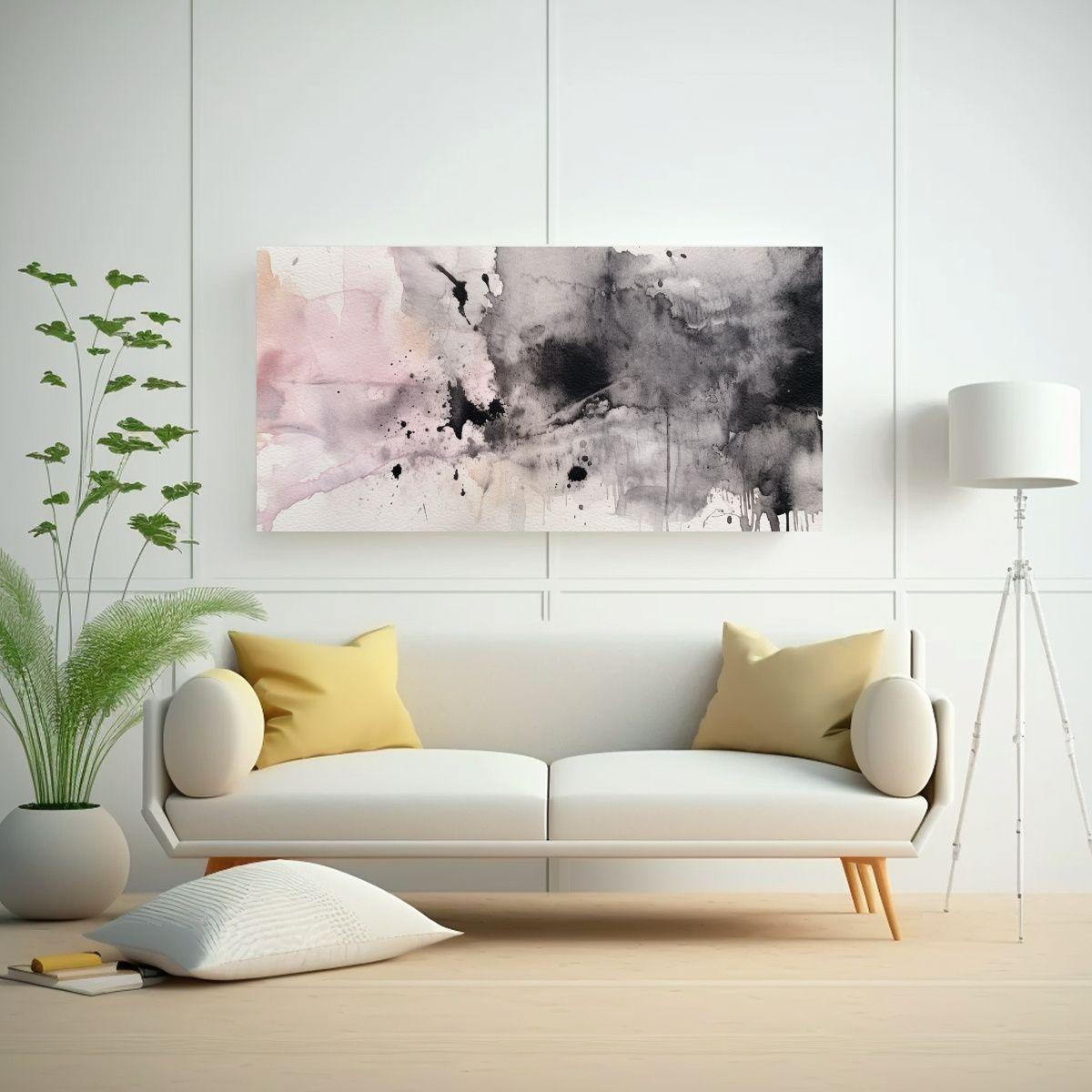 Textura De Acuarela Gris Y Malva Con Composición 140x70 Cm-2
