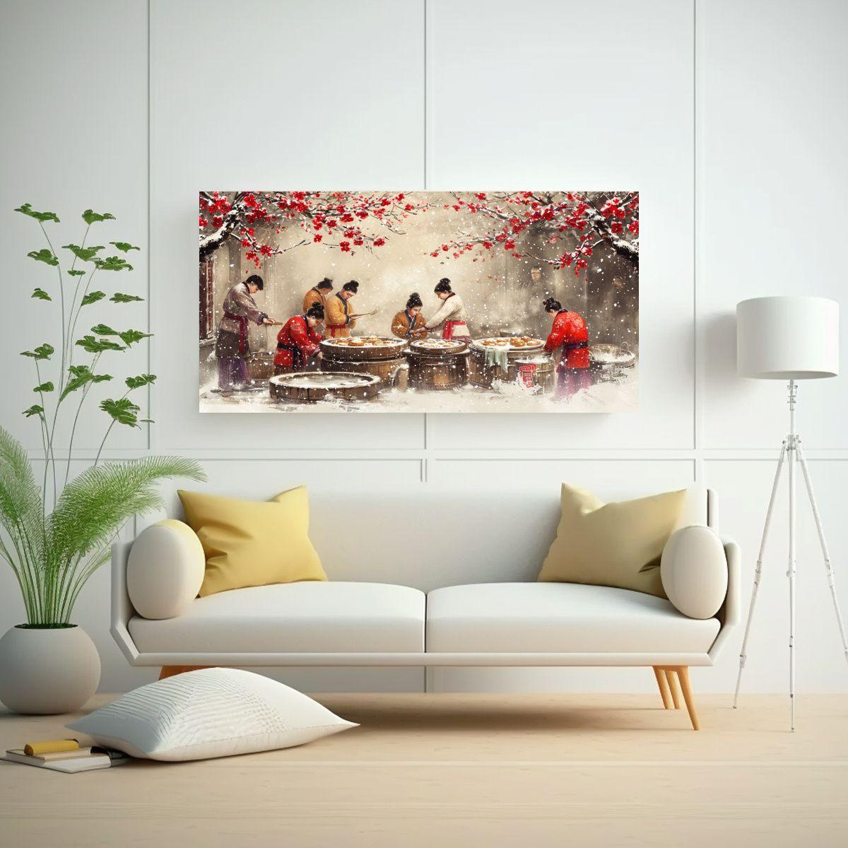 Cuadro Vintage De Comedor En Lienzo. 80x40cm-2