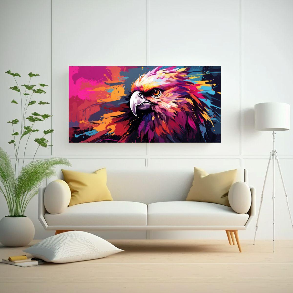 Pintura En Bastidor: Cacatúa En Marrón Y Púrpur 160x80cm-2