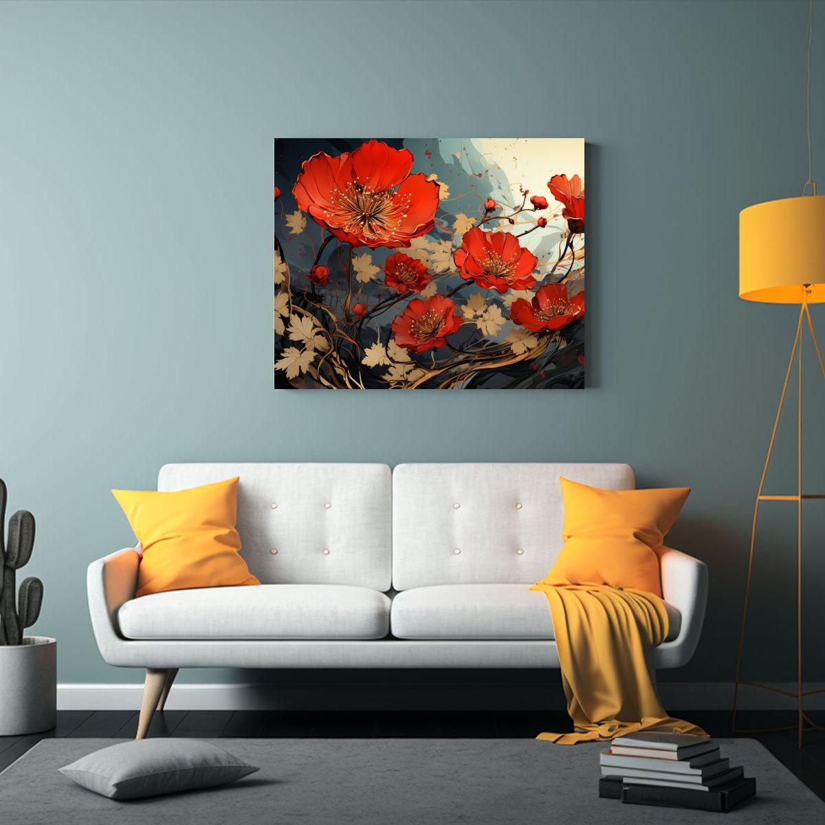 Pinturas Decorativas De Marigold Herbs En Rojo Y 30x20cm-2