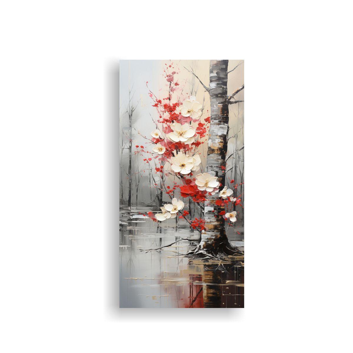 Pintura Abstracta Majestuosa De árboles En Plata 60x120cm-0
