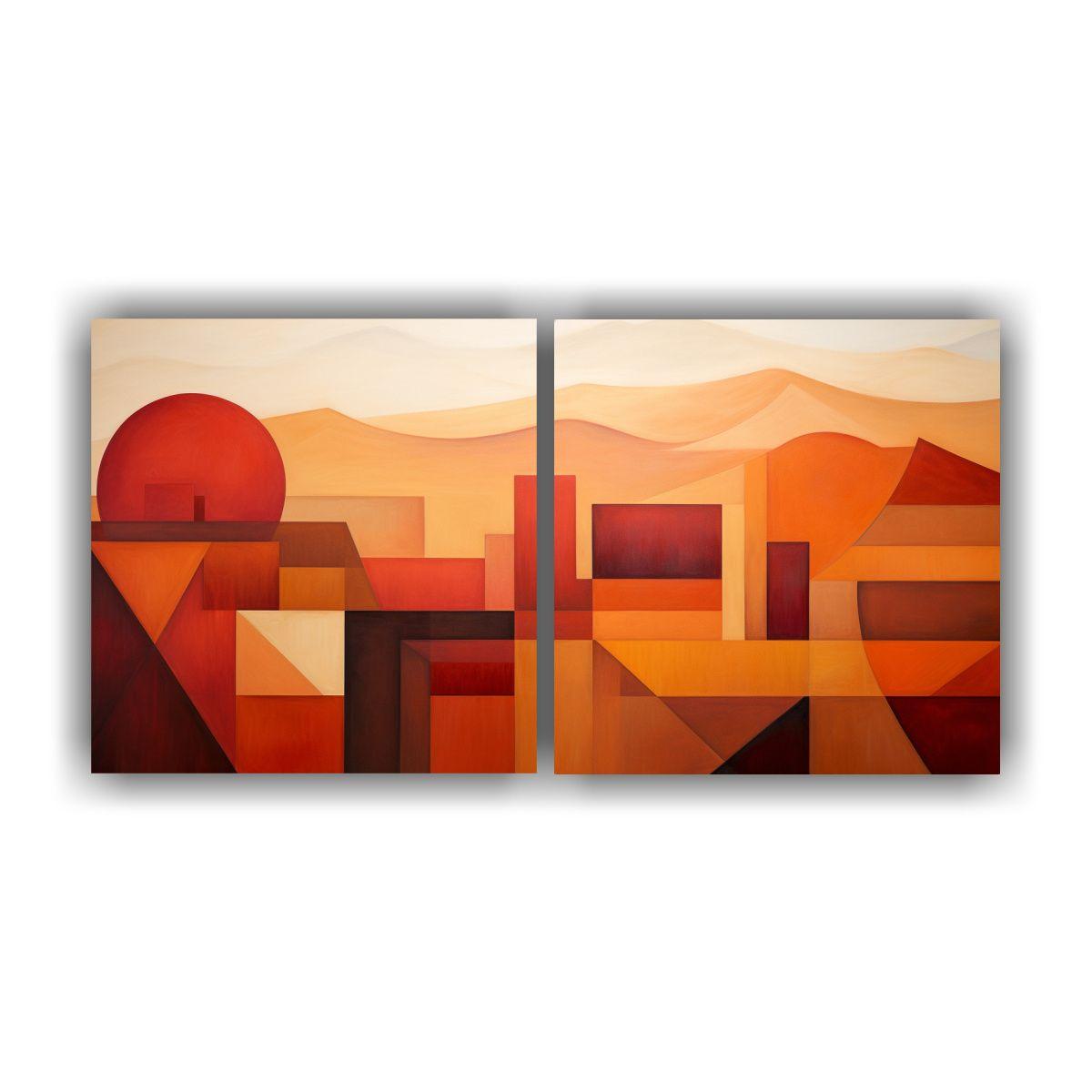 Conjunto De Telas En Bastidor De Abstracción 60x30 Cm-0