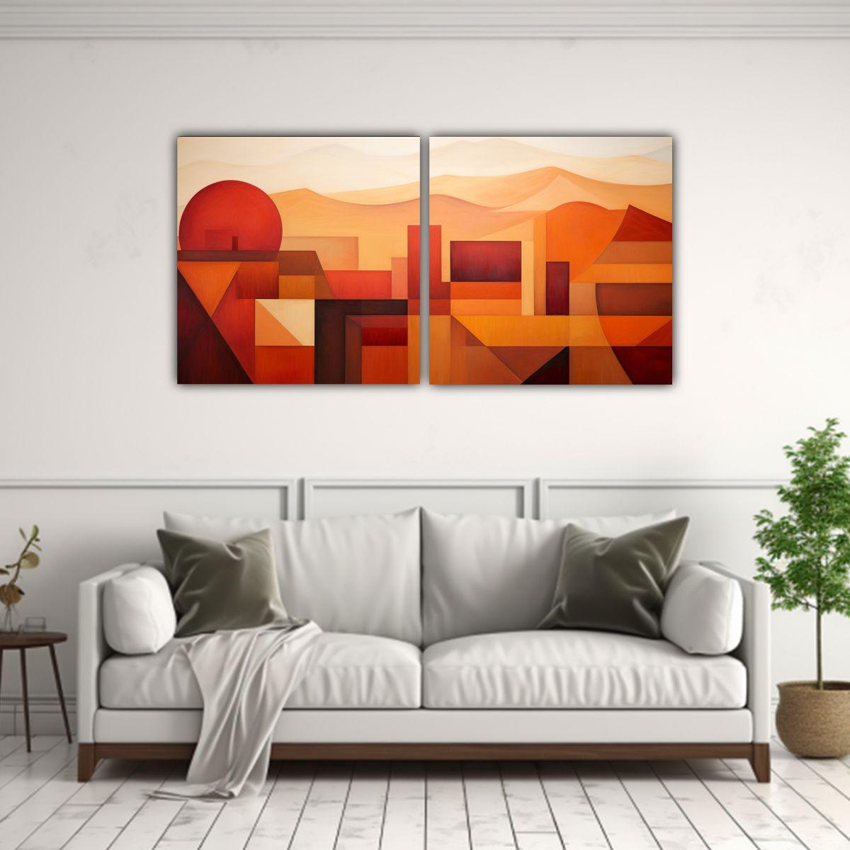 Conjunto De Telas En Bastidor De Abstracción 60x30 Cm-2
