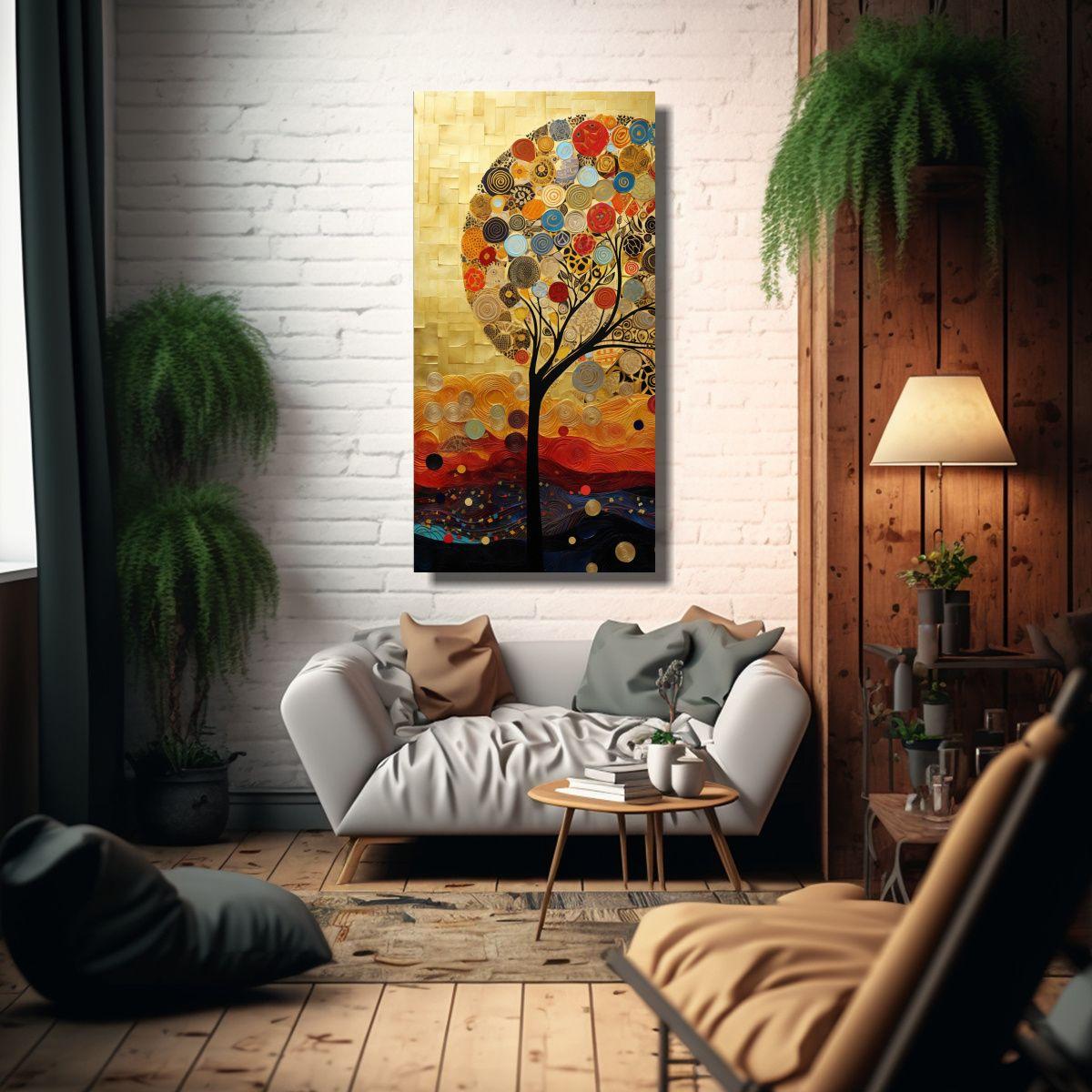 Cuadro De Inspiración Clásica Con árbol En 30x60cm-2