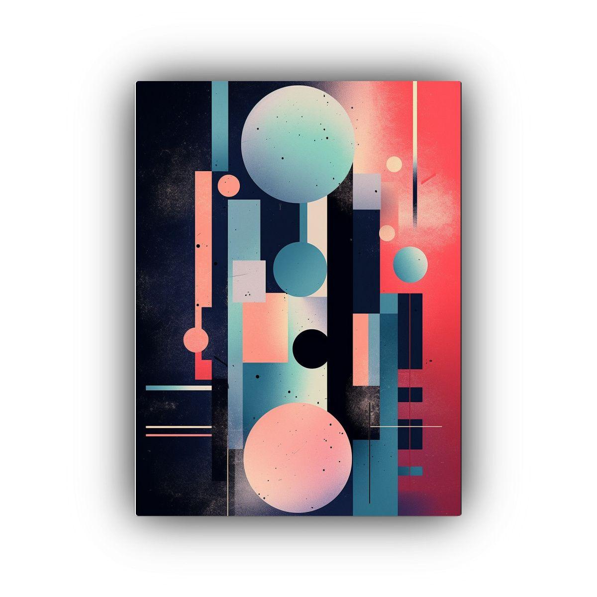 Pintura Geométrica Abstracta En Lienzo Con Colores Vibrante 60x90cm-0