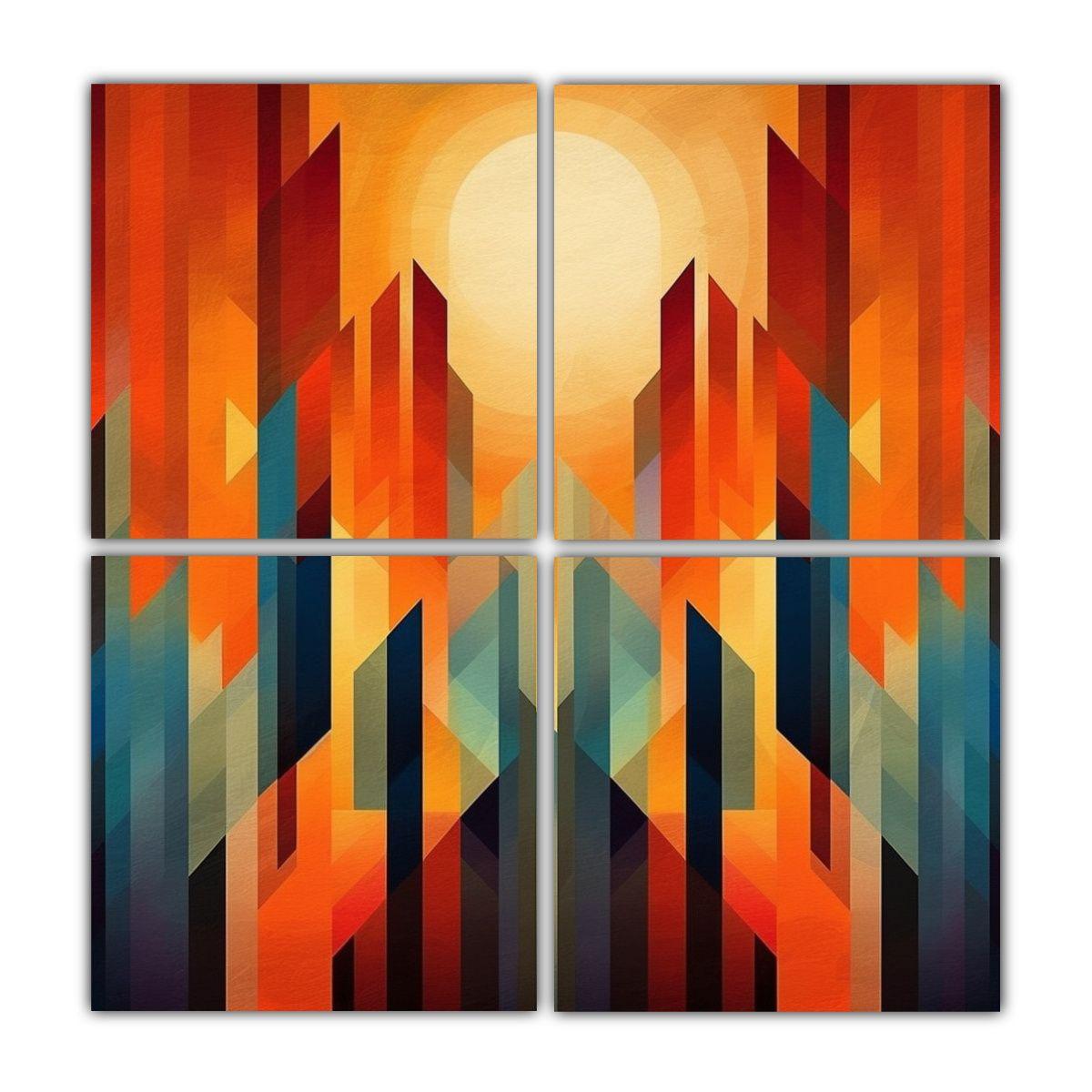 4 Telas En Bastidor Hermoso Temática Abstracta 140x140 Cm-0