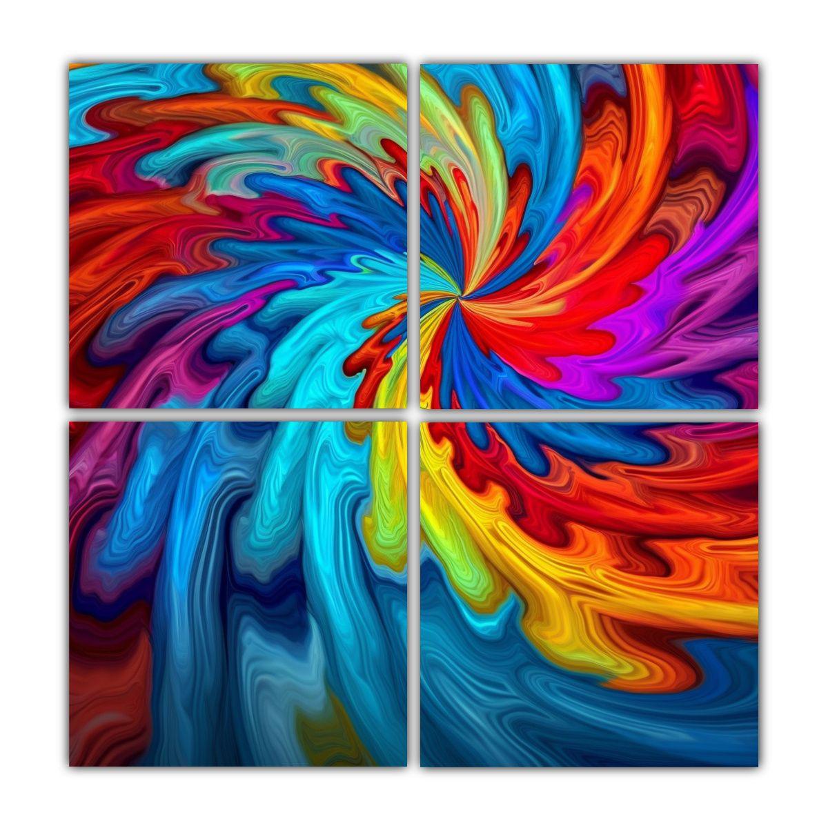 Cuadro Moderno Estilo Blair Tie Dye Azul Verde 180x180 Cm-0