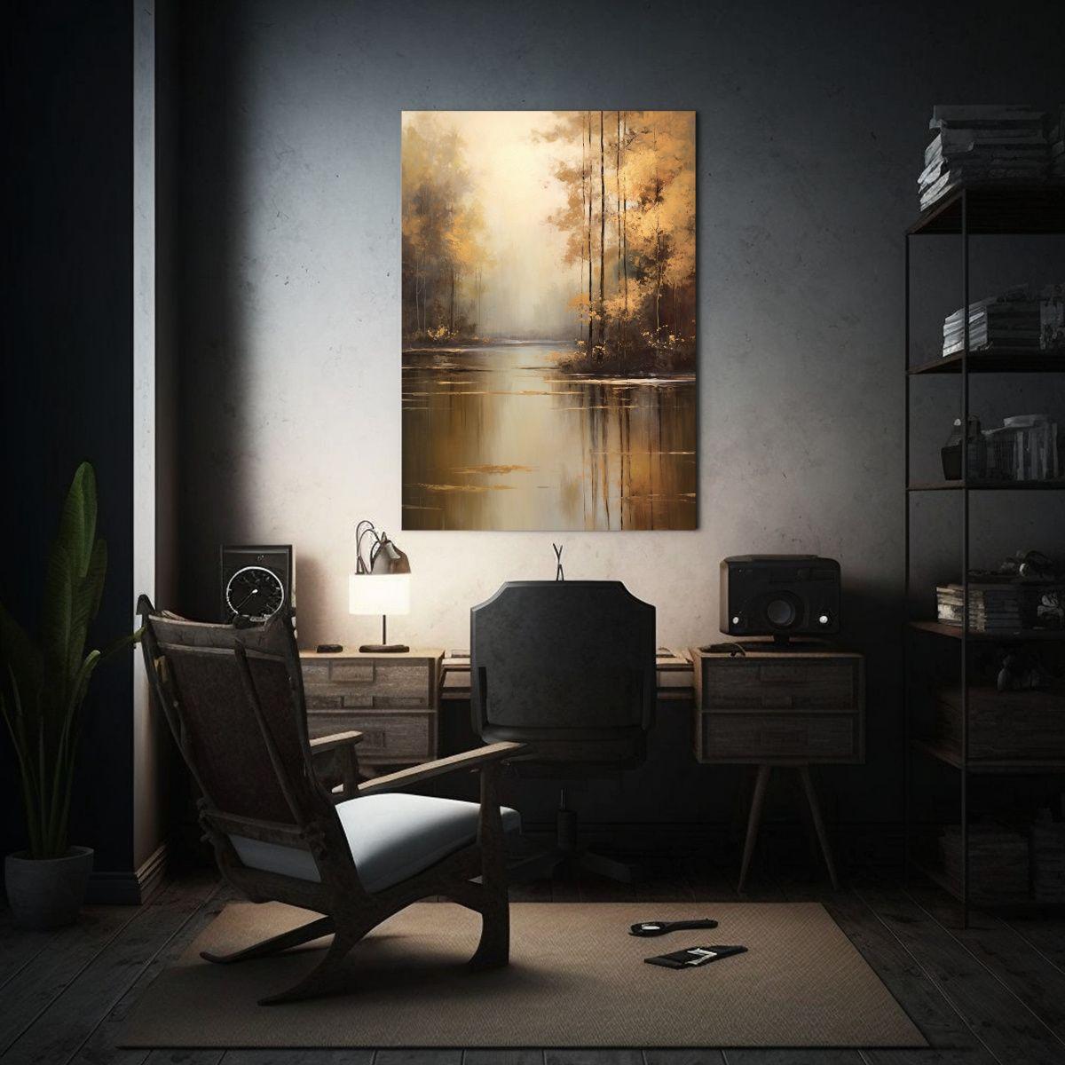 Paisaje Abstracto Con Tonos Dorados Y Reflejos De Luz 50x65cm-2