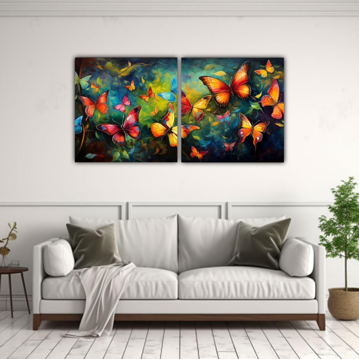 Pinturas De Mariposas Abstractas De Finas Líneas 40x20 Cm-2