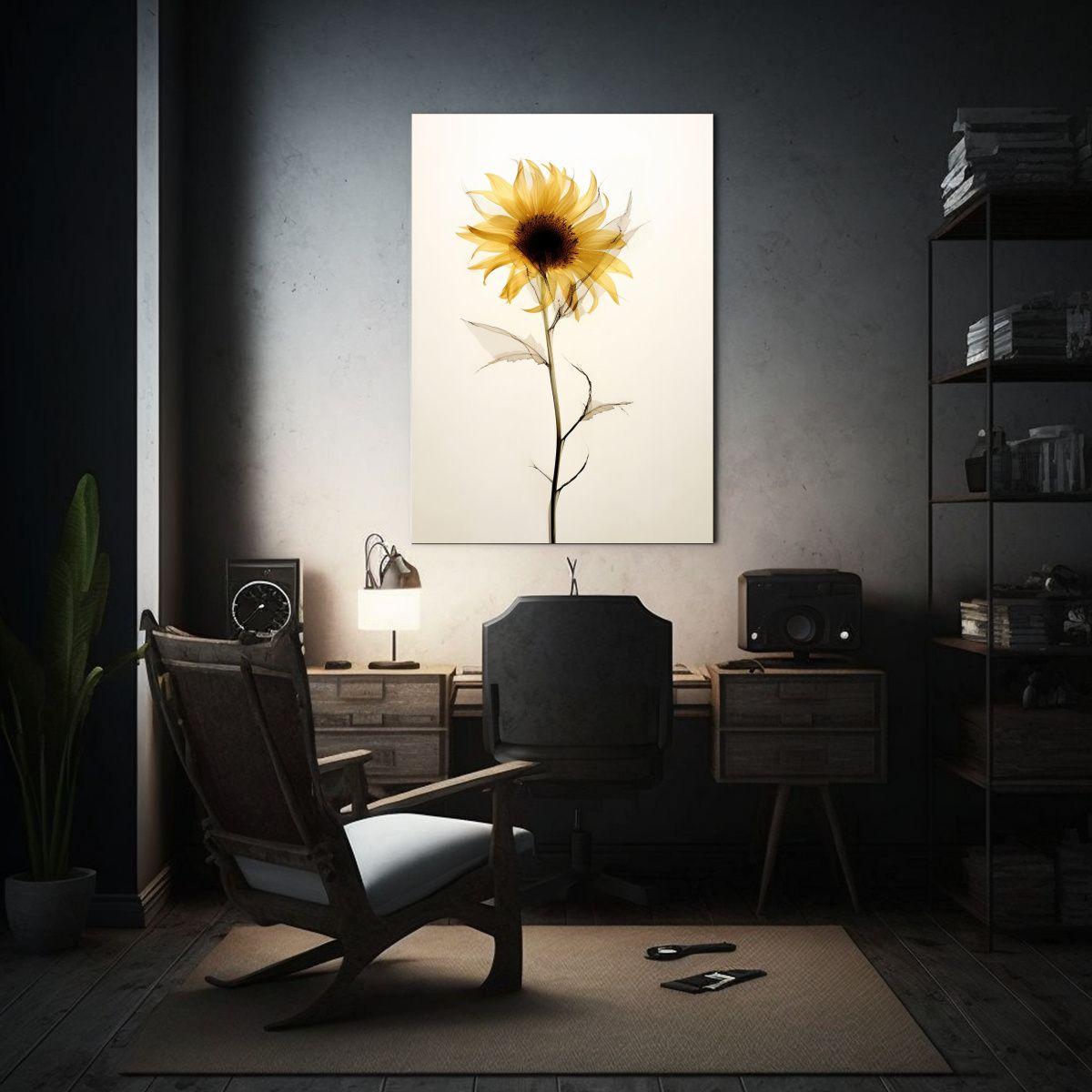 Cuadro Dibujo Sunflower Minimalista Translúcido 50x65cm-2