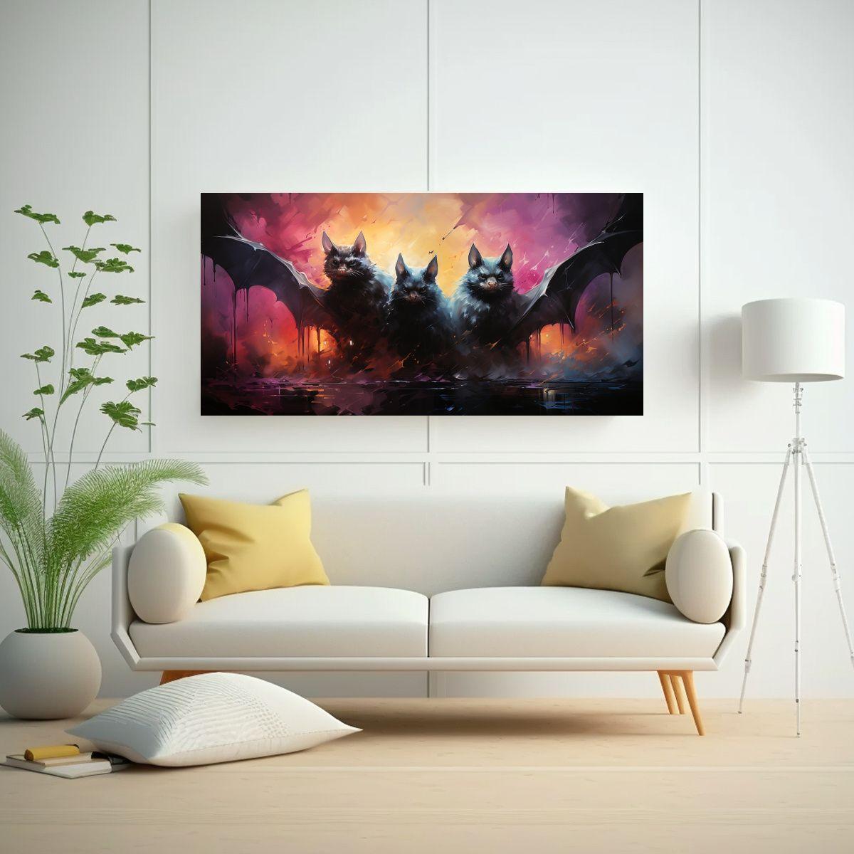 Tela En Bastidor Decorativo Ambiente A Bats 140x70cm-2
