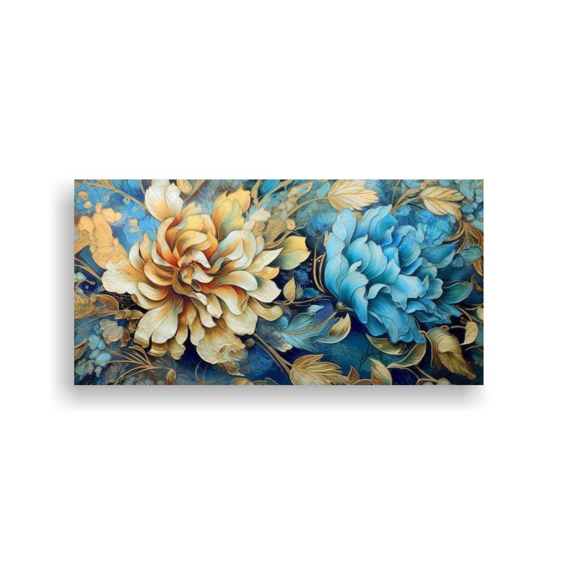 Pintura En Lienzo Con Detalle Creativo De Flores 60x30cm-0