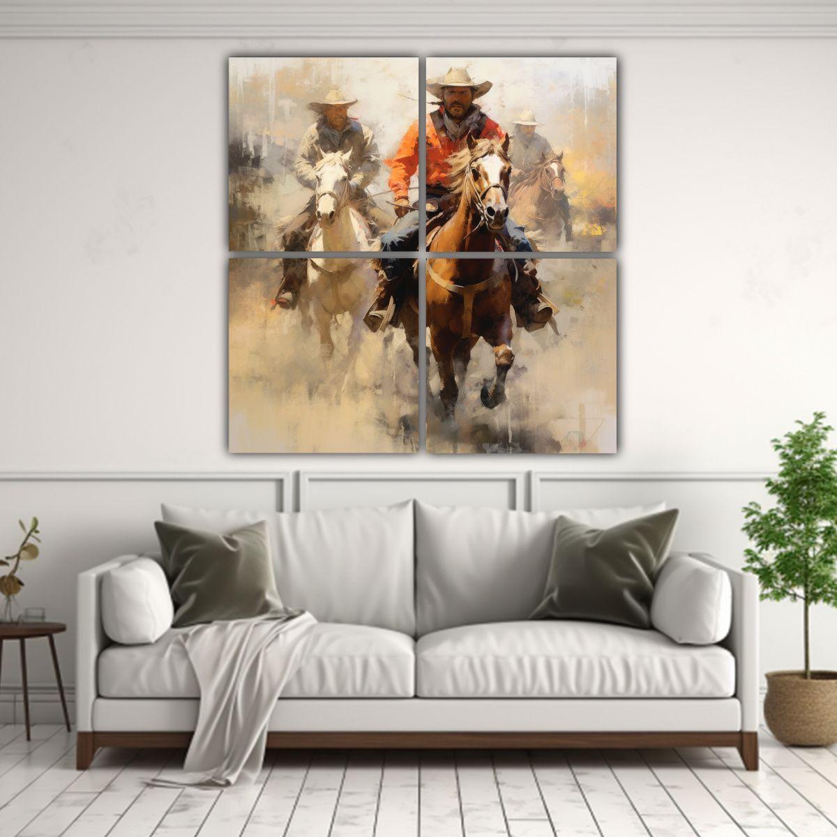 Cuatro Lienzos De Tela Inspiracion Adorno Pintura 160x160 Cm-2