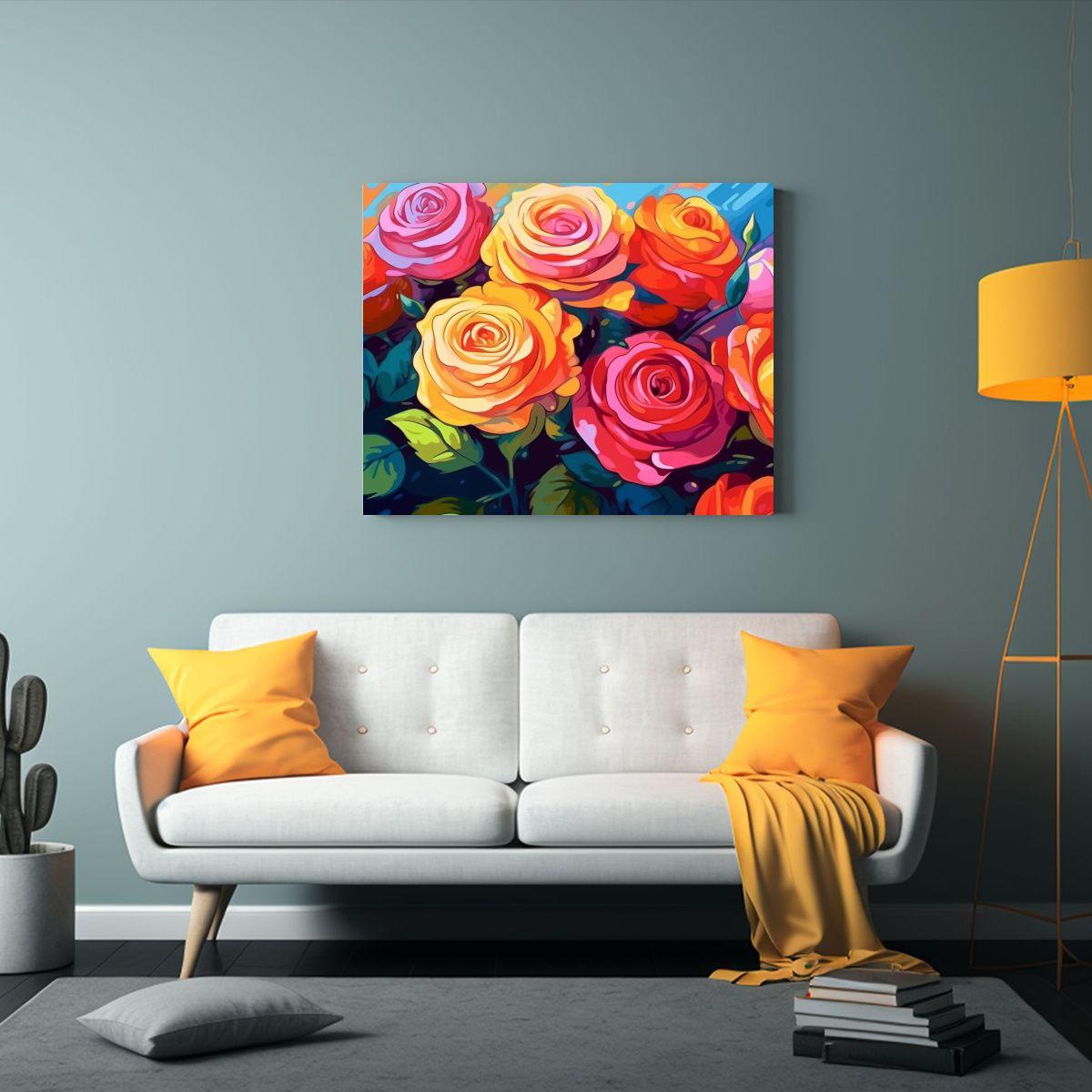 Pinturas Decorativas En Bastidor: Rosas Vibrantes 30x20 Cm-2