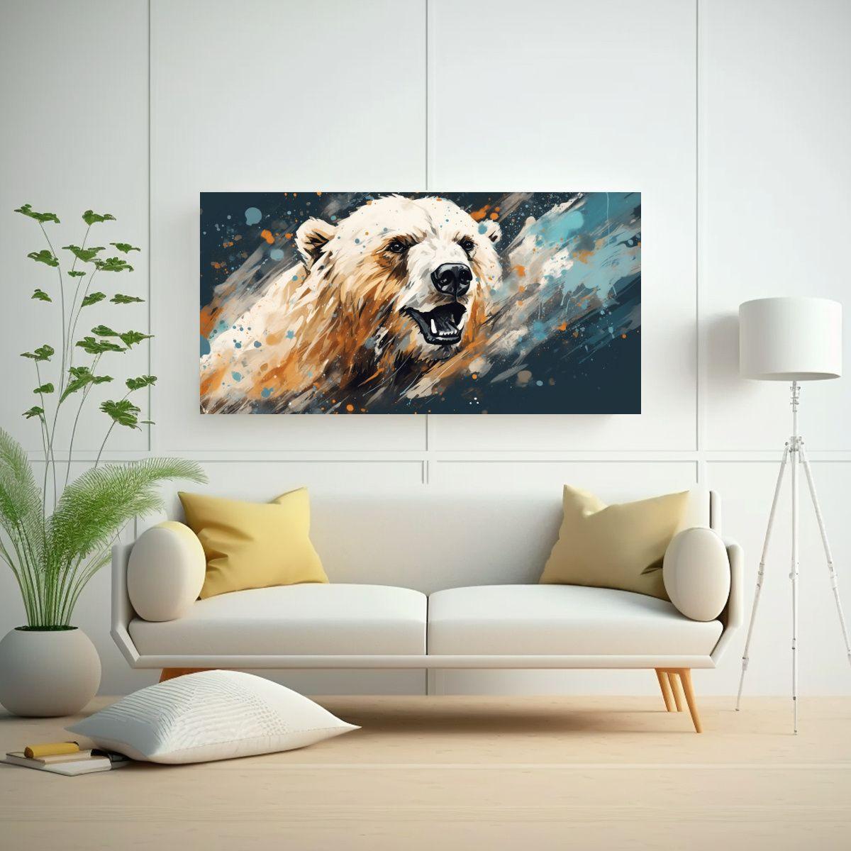 Cuadro Vanguardia Contraste Oso Polar En Tonos 60x30cm-2