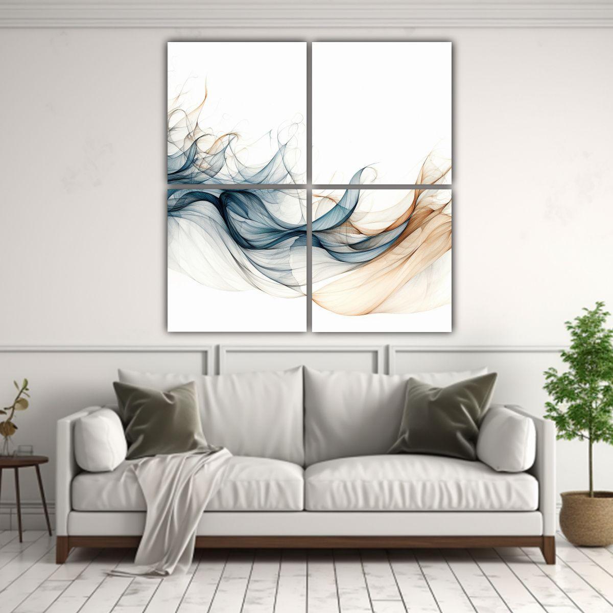 Cuadro De Onda Exuberante Estilo Tangled En 4 40x40 Cm-2