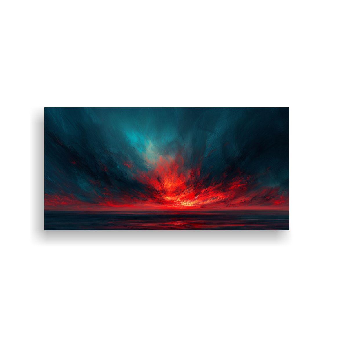Cuadro Abstracto De Cielo Nocturno En Rojo Y Azul 120x60cm-0