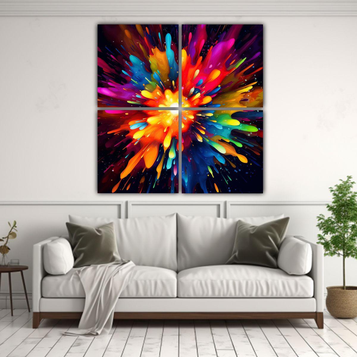 4 Lienzos De Tela Cuadro Alta Resolución Color 200x200 Cm-2