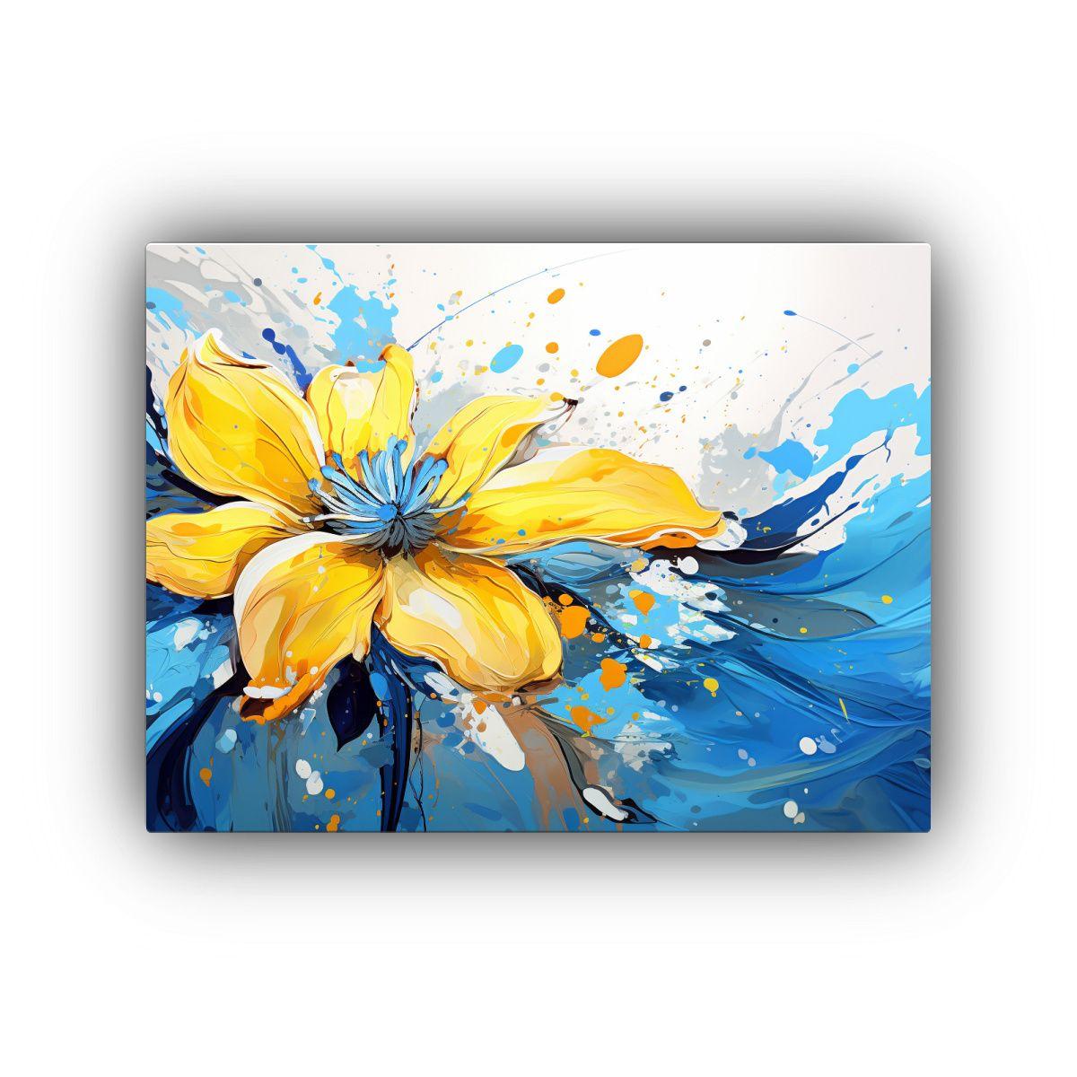 Arte Lienzo Impacto Visual Amarillo Y Azul Estilo Neonoir 60x40cm-0
